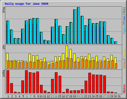 Daily usage for June 2020