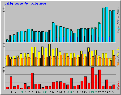 Daily usage for July 2020