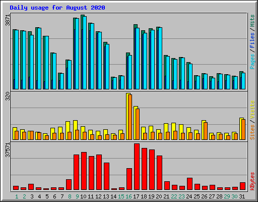 Daily usage for August 2020