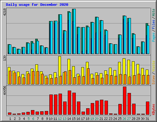 Daily usage for December 2020