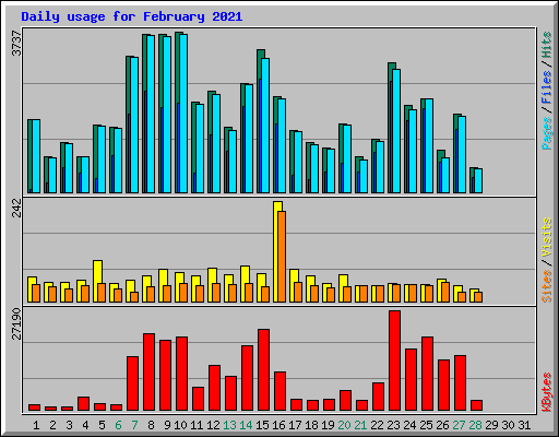 Daily usage for February 2021