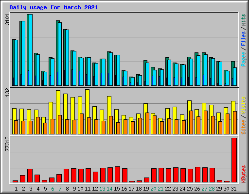 Daily usage for March 2021