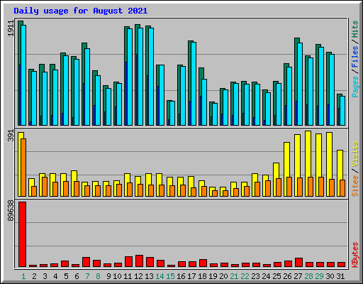 Daily usage for August 2021