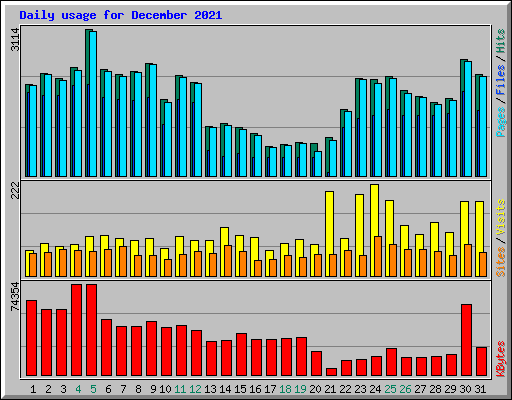 Daily usage for December 2021