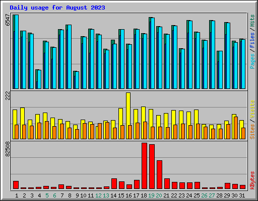 Daily usage for August 2023